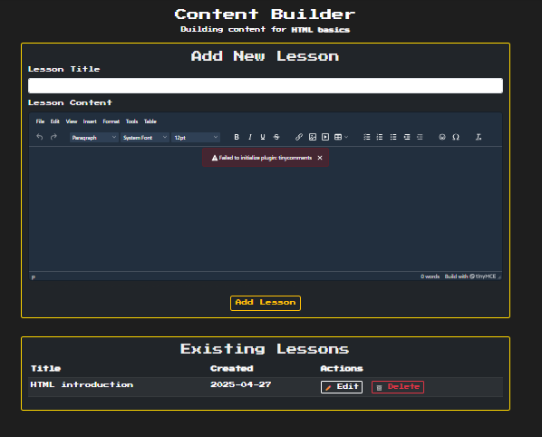 Lesson Builder Screenshot