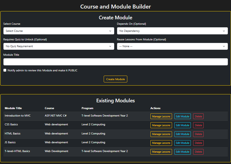 Course Builder Screenshot