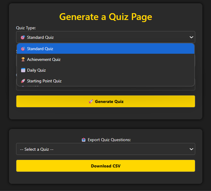 Quiz Modes Overview