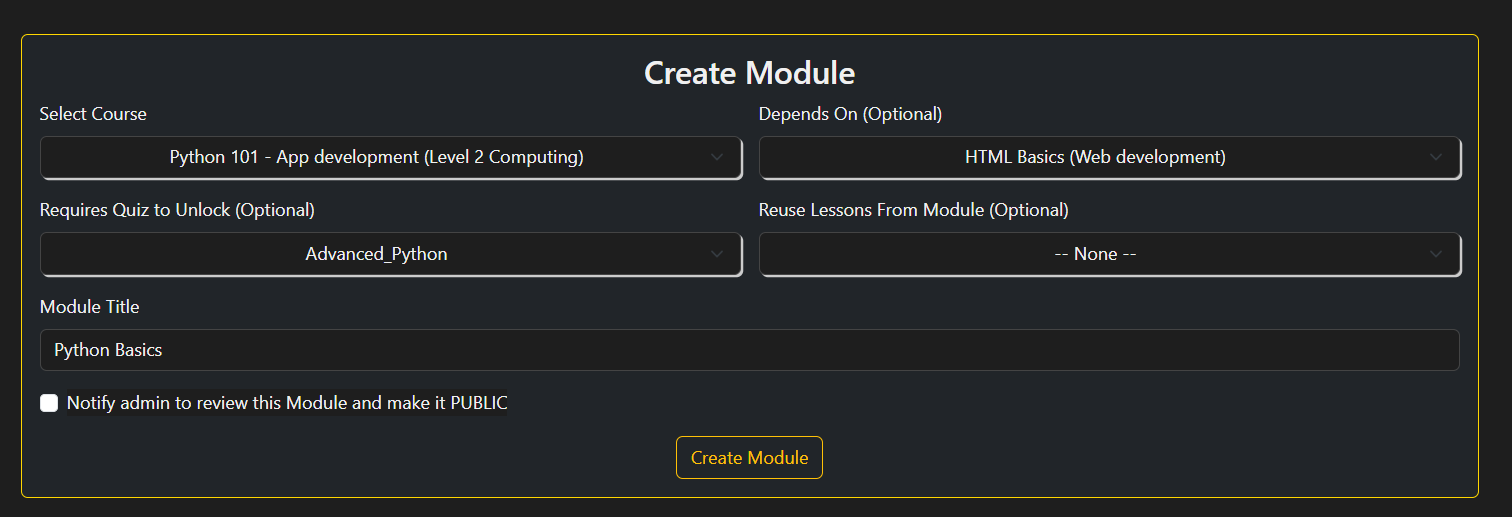 Module Creator Screenshot