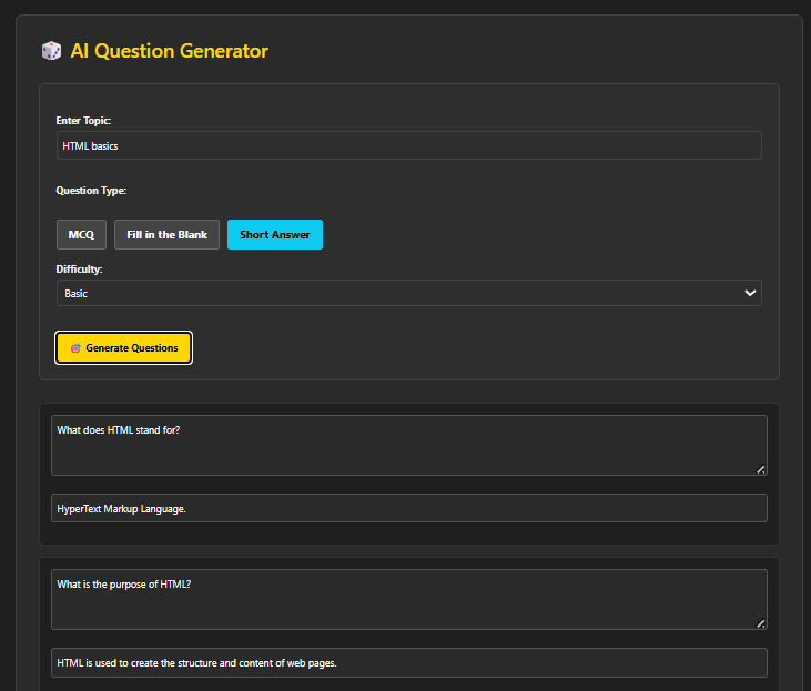 Quiz Questions Example